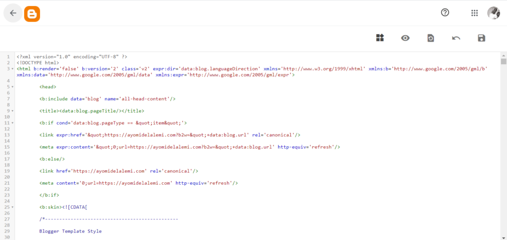 Blogger theme code